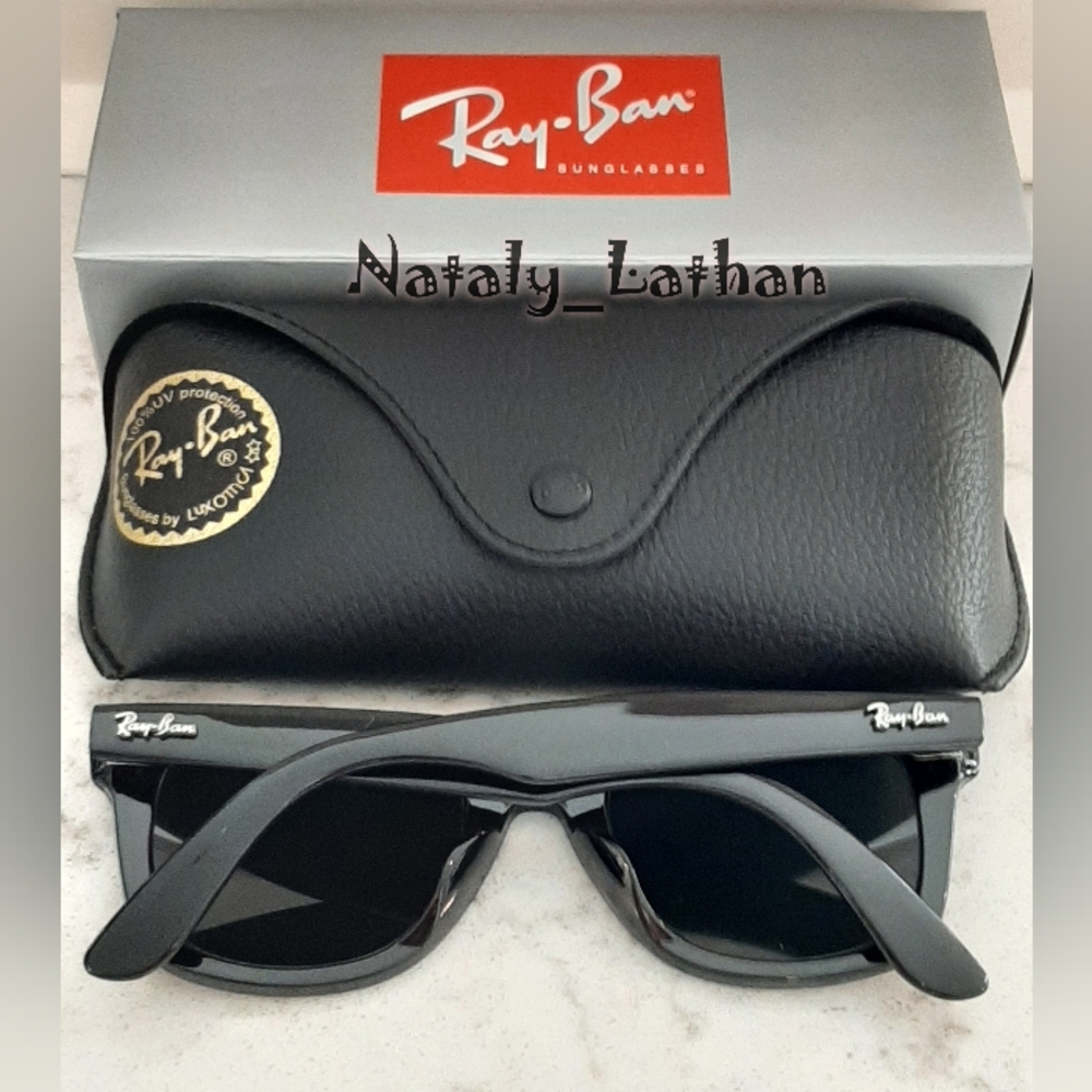 Ray-Ban Black Frame Black Lens Wayfarer Sunglasses Large 54 - Picture 6 of 14